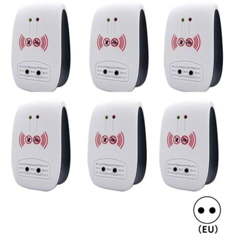 6er-Pack Ultraschall-Repellents, elektronisches Ultraschall-Repellent für den Innenbereich gegen Insekten, Mücken, Mäuse, Ameisen und Kakerlaken - (Verbesserte Version, europäischer Standardstecker) (1/4)