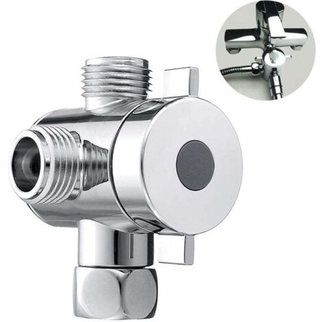Universelles 3-Wege-Umstellventil für Badezimmer – G1/2-Einlass und 2 Auslässe (G1/2) – Für Handbrause und fest installierten Brausekopf – Ersatzteile für Armaturen (1/4)