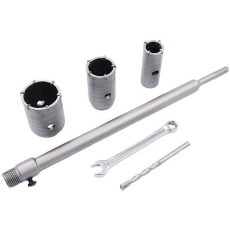 Lochsägen-Set, SDS-Plus-Bohrer für Beton (30 mm, 40 mm, 50 mm und 350 mm) mit Verlängerung und Hartmetallspitze, Lochsäge für Ziegel, Stein, Beton und Zement (1/3)