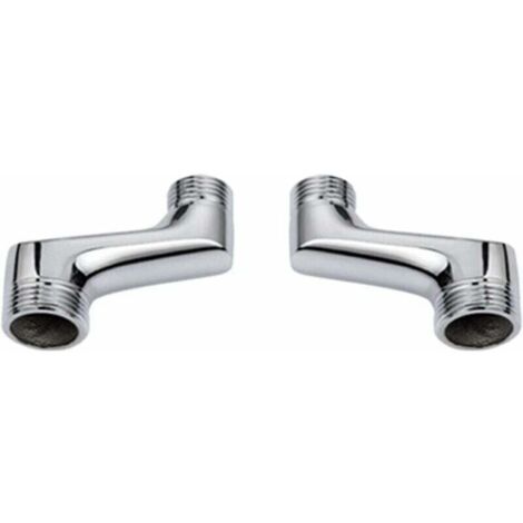 2-teilige Aufsatzbrause mit Winkelstück, Messing-Winkelreduzierstück, verstellbarem Schwenkarm, Wandanschluss für Aufsatzbrause, versetzter G3/4-/G1/2-Anschluss, Chrom (1/4)