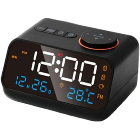 Digitaler Wecker mit FM-Radio, LCD-Bildschirm, Thermometer und Hygrometer (11,3 x 8,6 x 7,1 cm) (1/4)