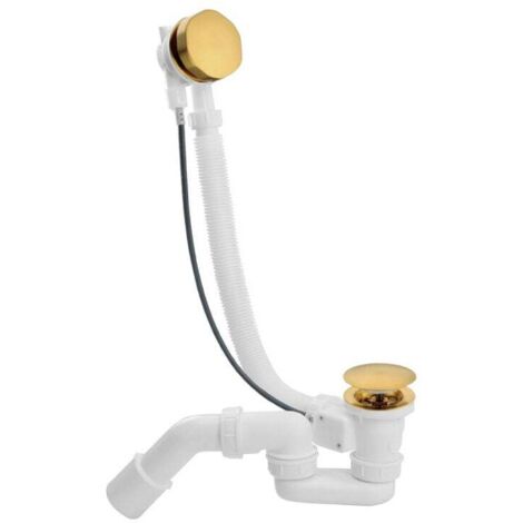 Komplette Badewannenablaufgarnitur L900 mm mit Hochleistungssiphon und Metallabdeckung, goldfarben