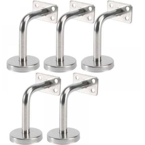 Set mit 5 Edelstahl-Handlaufhalterungen – Wandmontierte Handlaufhalterungen für Treppen im Innen- und Außenbereich, Holztreppengeländer (6 x 8 x 5 cm / 2,7 x 3,1 x 2,0 Zoll). Schrauben nicht im Liefer (1/4)