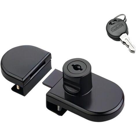 1-teiliges Glastürschloss, Vitrinenschloss, kein Bohren erforderlich, für 5–8 mm dicke Glasvitrinen, Schwarz (1/4)