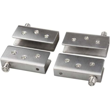 4er-Pack Glastürscharniere, 90°-Drehgelenk, bohrfreie Montage, Edelstahl, passend für 8–10 mm Glas (1/4)