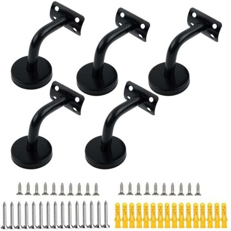 Handlaufhalterung, 5 Stück Edelstahl-Handlaufhalterungen zur Wandmontage, zur Unterstützung von Treppenhandläufen (Schwarz) (1/4)