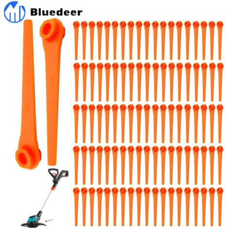 Packung mit 100 Ersatzklingen aus Kunststoff für Gardena Rasentrimmer 9823, 9825, 9820 und 9821, 70-mm-Klingen, Ersatzteil für Rasentrimmer (1/4)