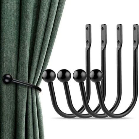Set mit 4 Ganci per Tende Grandi Neri, Ganci Curvi aus Aluminium von 16 cm mit Viti, Zubehör für den Fissaggio delle Tende (1/4)