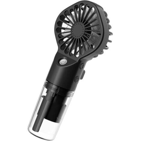 Tragbarer Sprühventilator, Mini-Sprühventilator mit transparentem Nebel, USB-wiederaufladbar, 4 Geschwindigkeitsstufen, für Zuhause, Büro, Outdoor, Reisen, Schwarz