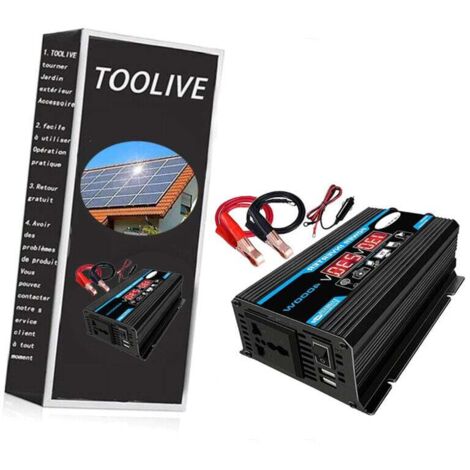 12V auf 220V Sinus-Wechselrichter 4000W Sinus-Netzteiltransformator mit Fernbedienung und zwei AC-Steckdosen für Wohnmobil, Auto, LKW (Google)
