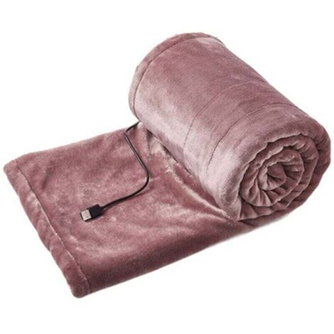 Beheizbare Kuscheldecke, USB-betrieben und kabellos, waschbar, 3 Temperaturstufen, elektrische Heizdecke, rosa – 80 x 140 cm