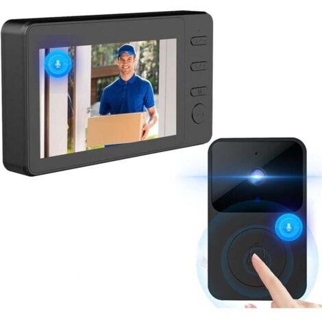 Kabellose Video-Türklingel mit 1080p-Kamera, 4,3-Zoll-IPS-Bildschirm, Infrarot-Nachtsicht, Sicherheitskamera und Video-Gegensprechanlage. (1/4)
