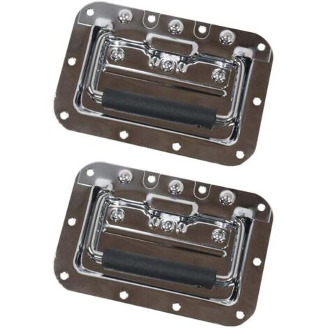 Set mit 2 Klappgriffen – Vertiefte Ablage – Federmechanismus – 16 x 10,7 cm – Silber (1/3)