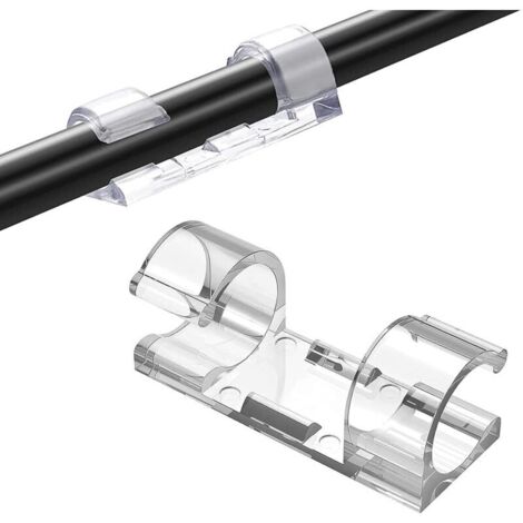 Kabelclips [20 Stück], Kabelmanagement-Clips, Kabelbinder, selbstklebende Befestigungselemente, können zur Kabelführung in Haus oder Büro verwendet werden (transparent)