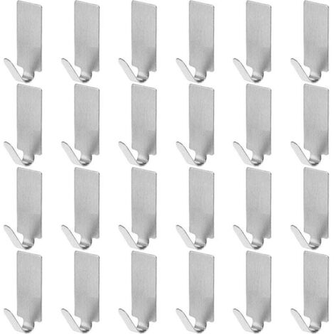 24 selbstklebende Haken aus Edelstahl zur Wandmontage, Handtuchhalter aus Edelstahl für Küche, Bad und Balkon (1/4)