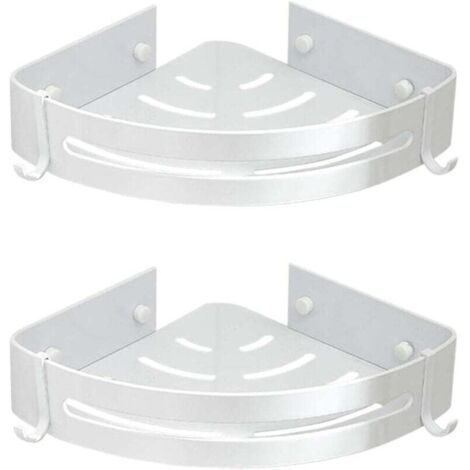 Eck-Duschablage zum Selbstkleben, 2er-Pack, mit 4 Haken, Badezimmer-Organizer - silber. (1/4)