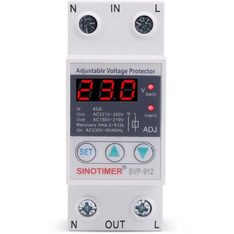 230-V-Spannungsregler, Spannungsschutzrelais, 230-V-Überspannungsschutzrelais, einstellbares Wiederherstellungsschutzrelais, Voltmeter SVP-912(63A)
