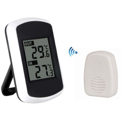 Kabelloses digitales LCD-Thermometer für den Innen- und Außenbereich, Mini-Umgebungstemperatursensor, präzises Wettermessgerät für Zuhause, Schlafzimmer und Büro. Weißes Design. (1/4)