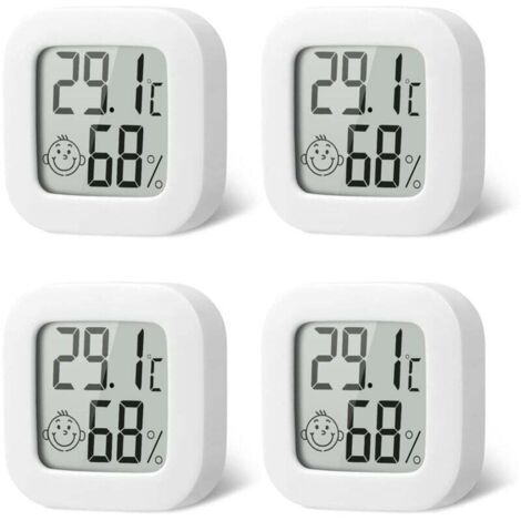 4er-Pack Mini-Thermometer und hochpräzise Hygrometer für den Innenbereich zur Messung von Temperatur und Luftfeuchtigkeit. Mit dem Symbol für angenehmes Raumklima. Geeignet für Küche, Kinderzimmer, Ge (1/4)