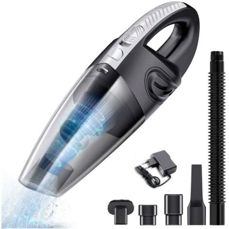 Akku-Handstaubsauger (120 W), 2200 mA, mit Feuchtigkeits- und Geräuschreduzierung, Schnellladefunktion und waschbarem Filter. Für Zuhause, Auto und Tisch. Farbe: Schwarz.