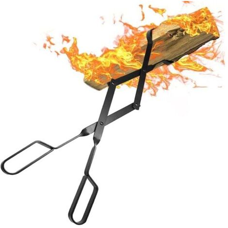 Ofenzange, 66 cm, mit Griffen, robust, aus Schmiedeeisen, für Holzöfen im Innenbereich, Lagerfeuer und Kamine