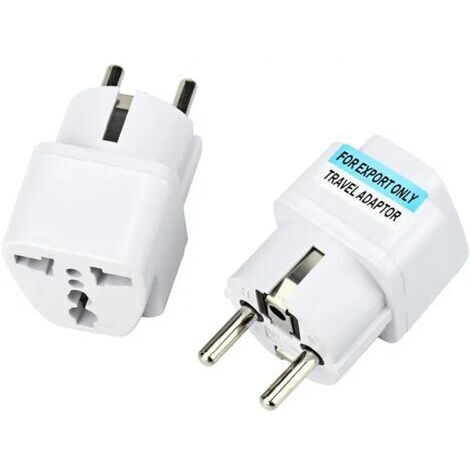 2x Universal-Netzadapter USA/GB/China nach Europa (EU) / Frankreich (FR), geerdeter Stecker, CE- und RoHS-konform, 16 A, weiß, kompatibel mit Clarisonic mia2, Philips, Oral-B, Samsung (1/4)