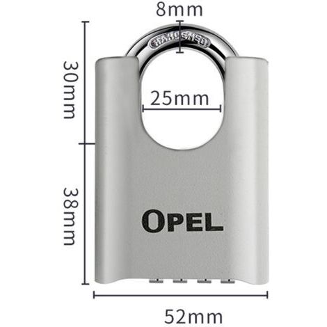 4-stelliges Zahlenschloss, 52 mm wasserdichtes Außenschloss, robust und diebstahlsicher, 8 mm Zahlenschloss mit Riegel, grau, 50 mm abgedeckter Riegel (1/5)