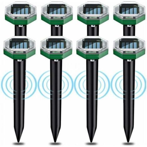 8-teiliges Solar-Ultraschall-Maulwurfsabwehr-Set, IP65 wasserdicht, geeignet für den Einsatz in Gärten, auf Terrassen und Rasenflächen zur Maulwurfsabwehr (1/4)