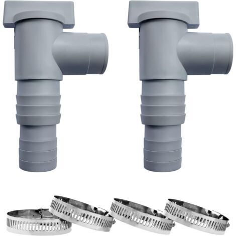 Poolwartungs-/Absperrventil mit 32-mm-Schlauchanschluss, Absperrventil mit 2 Klemmen, Doppelbypassventil-Kolben-Poolarmaturen (2er-Pack) (1/5)
