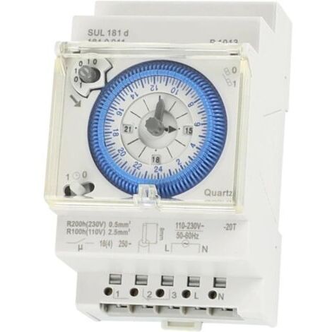 Mechanischer Timer mit 96 Ein-/Ausschaltzyklen pro Tag, 15-Minuten-Einstellbereich und 24-Stunden-Zeitschaltuhr. (1/4)