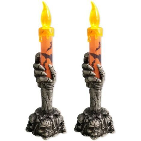 Halloween-Kerzenhalter in Totenkopfform, Halloween-Leuchtlampe, Geisterskeletthand, orange (1/5)