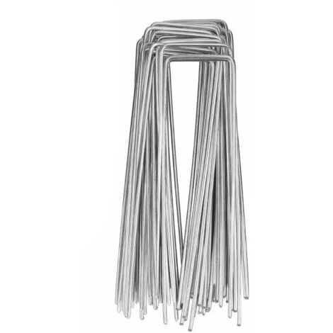 50er-Pack Zeltnägel, Bodenanker für Zelte, Gartenanker, 3 mm, 15 cm lang, Stahl, Silber (1/5)
