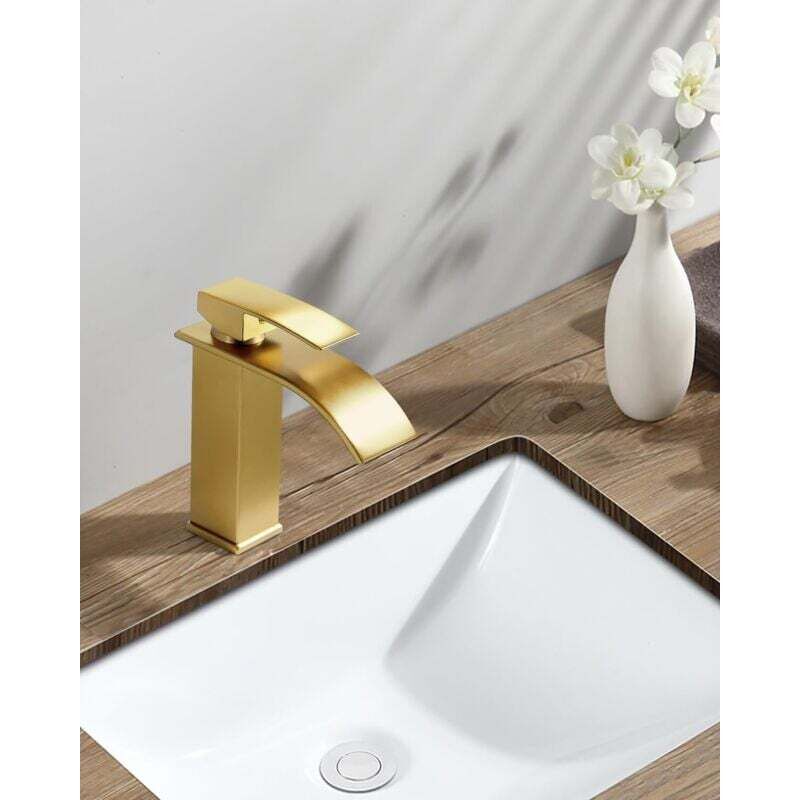 Rubinetto per lavandino del bagno a cascata con tappo di scarico pop-up
