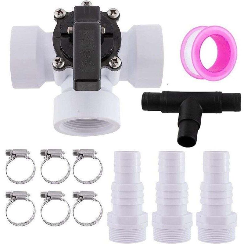 JAMSSOW Raccordo a T 38 mm, adattatore per tubo piscina, valvola 3 vie, set collegamento (pezzo a T 1,5