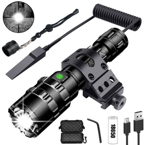 EZshoot Torcia Tattica 1800 Lumen, Con Supporto A Sgancio Rapido, Modalità Fissa E Stroboscopica