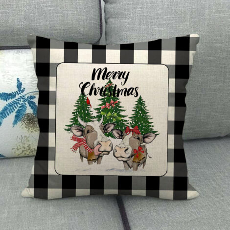 JOJOGOGO Set Di 4 Federe Per Cuscini Natalizi Impermeabili, Grigio, 45x45 Cm, Motivo Fiocchi Di Neve E Camion, Per Esterno/Interno