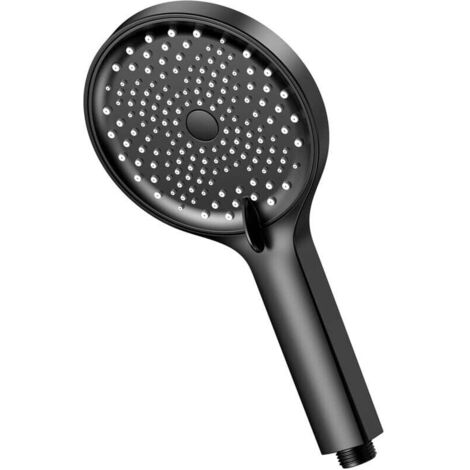 Soffione Doccia Con Tubo E Supporto 105 Mm - 3 Getli (Pioggia, Mix, Impulso) - Risparmio Idrico, Anticalcare, Installazione Facile (Nero)