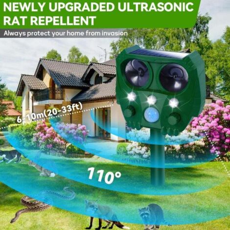 Repellente Per Animali Ad Ultrasuoni Solare Con Sensore Di Movimento PIR - Impermeabile Per Giardino, Orto, Cortile Contro Gatti, Scoiattoli, Volpi E Topi
