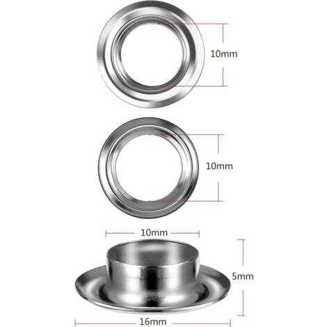 AWAPRO Set Di Occhielli - 10 Pezzi Nero Per Teloni Antiruggine 28 X 28 X 12 Mm Occhielli In Plastica 34555029