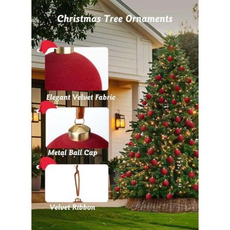 SET 6 PALLE PALLINE NATALIZIE PER ALBERO DI NATALE DIAM. CM 8 ROSSO ORO