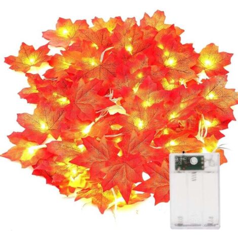 Catena Luminosa Decorativa Autunnale, 20 LED Foglie di Acero Luci timer