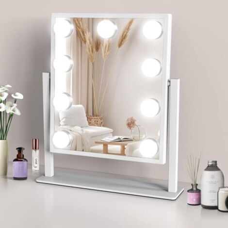 WISYOK Specchio Trucco LED Pieghevole Portatile – Touch Screen, 3 Colori Luce Regolabile, Ricaricabile USB-C (bianco)
