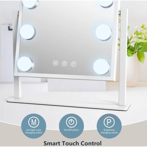 WISYOK Specchio Trucco LED Pieghevole Portatile – Touch Screen, 3 Colori Luce Regolabile, Ricaricabile USB-C (bianco)