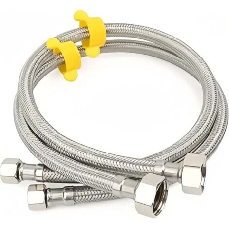 Tubi Flessibili Intrecciati Acciaio Inox 1/2" BSP - Set Di 2 Da 60 Cm, Per Sostituzione Rubinetti Bagno E Cucina