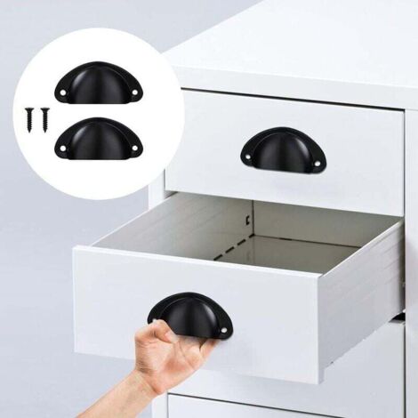 Maniglia Vintage In Metallo Nero Per Cassetti E Armadi – Con Vite Inclusa – 74x25x30 Mm