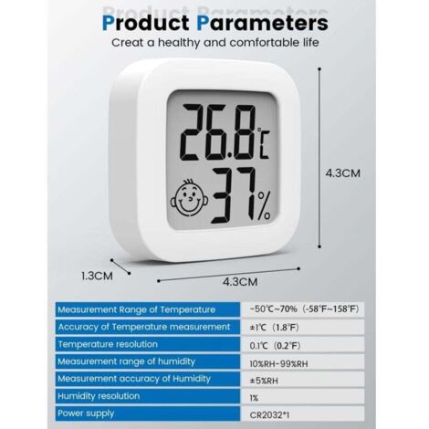 BEBUSINGOTO Monitor di temperatura e umidità, mini igrometro digitale