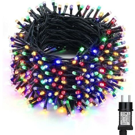 Luci a LED per esterni da 50 m, 500 LED multicolori con spina per Natale, matrimonio, festa