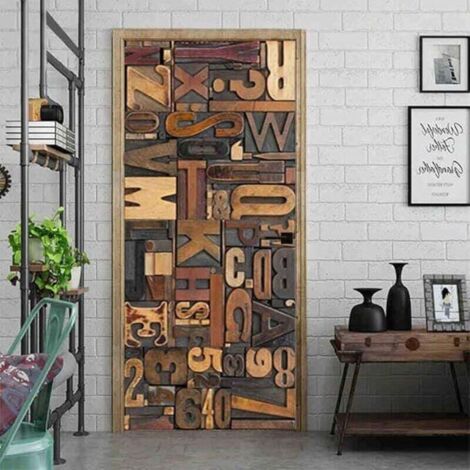 Adesivi per Porte Interne 3D Carta Parati Porta Fotomurali Poster Wallpaper Sticker Murale Parete Autoadesiva per Camera da Letto Soggiorno decorativi 80x210 cm Lupo Animale