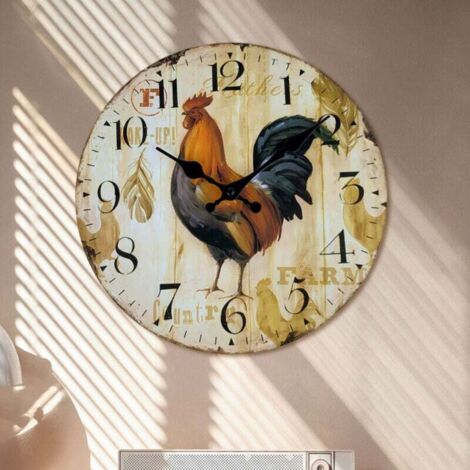 YOAI Orologio Da Parete Silenzioso 30 Cm Stile Rustico In Legno - Senza Ticchettio Per Cucina E Soggiorno