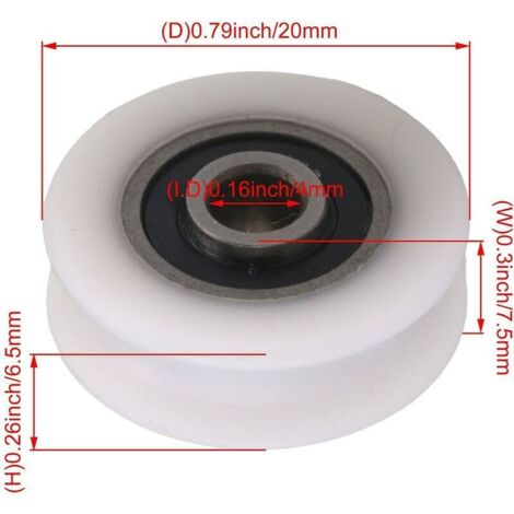 Polea Con Rodamiento De Nylon Ranura En U (24x5x7mm) – Pack 2 Unidades – Uxcell